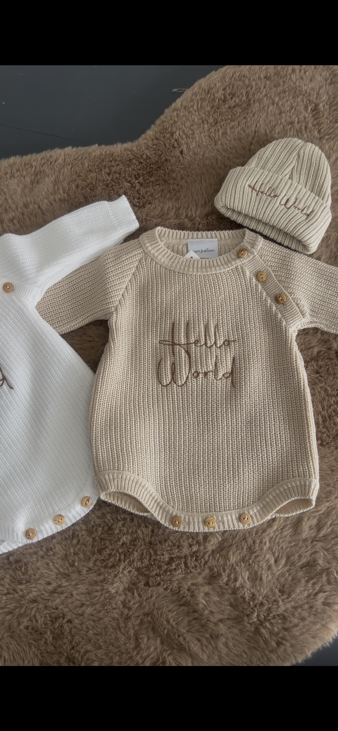 ‘Hello World’ Knit Romper With Matching Hat