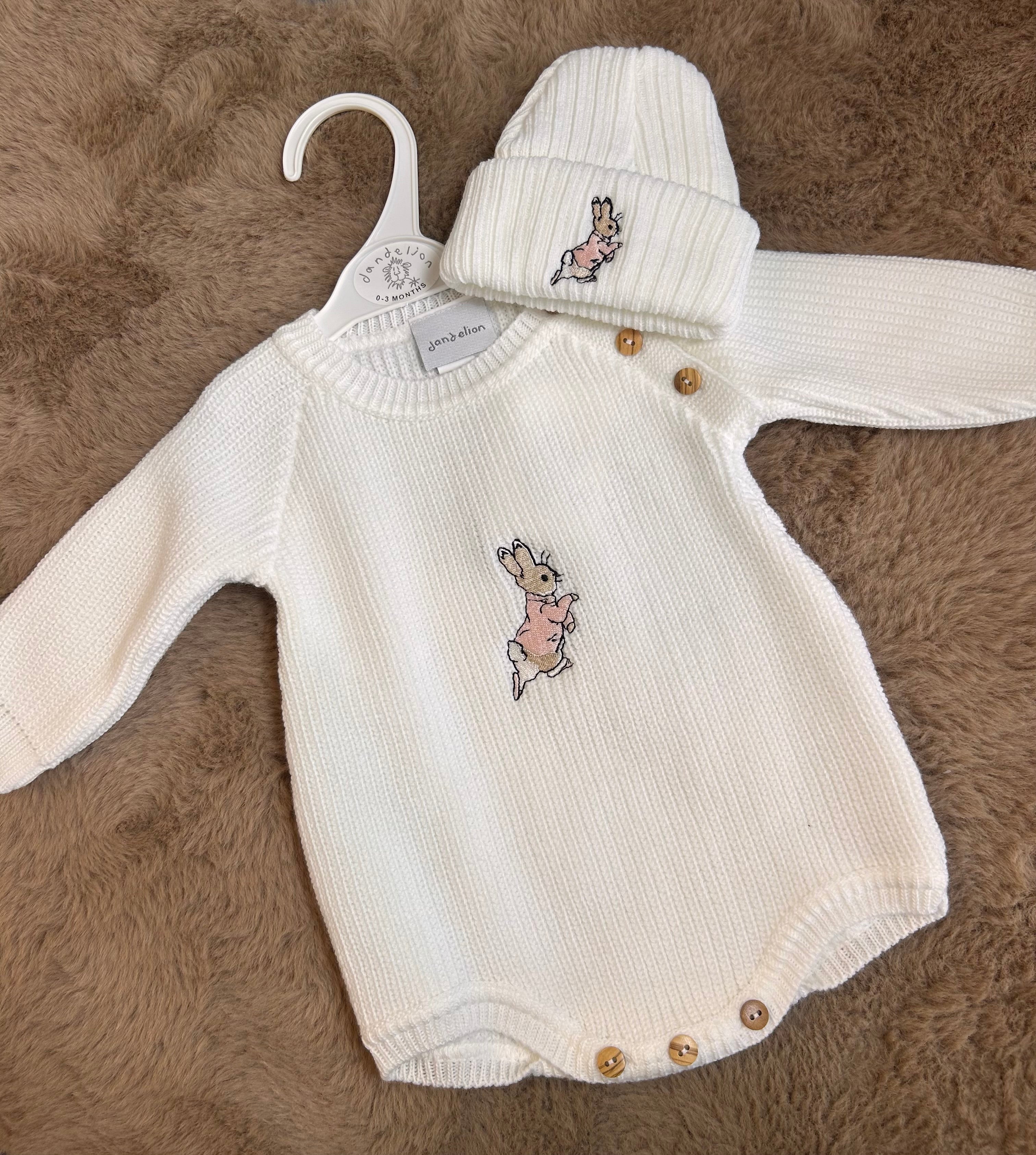 Rabbit romper with matching hat