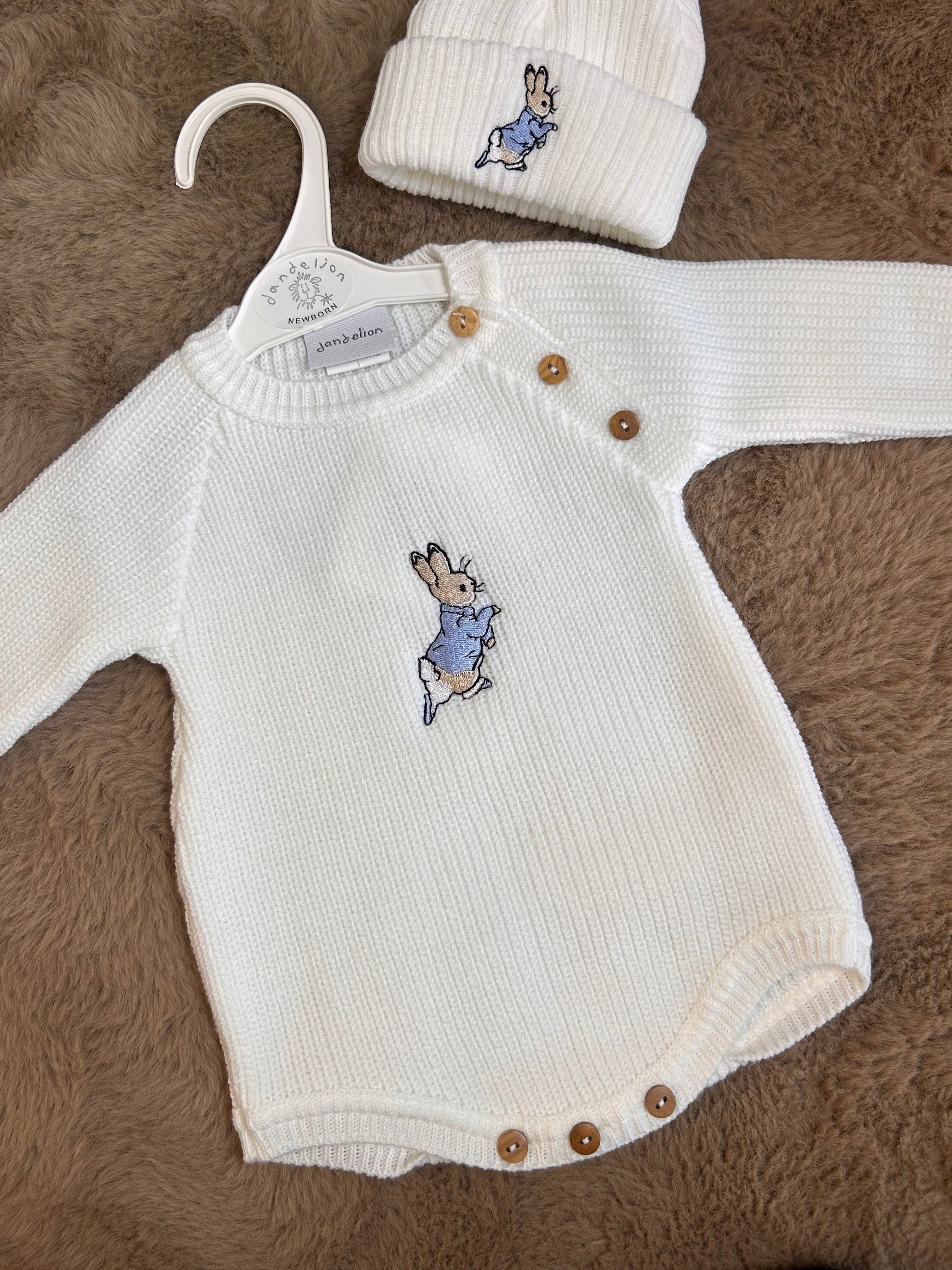 Rabbit romper with matching hat