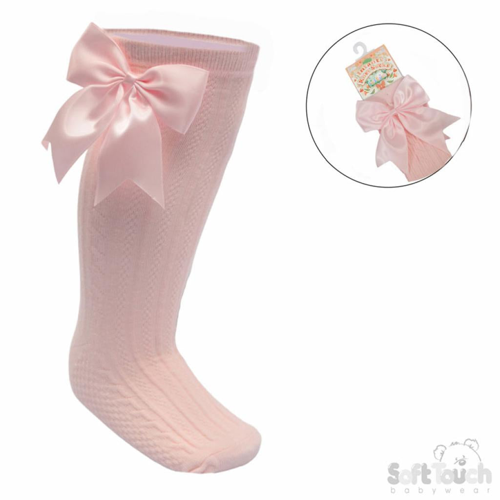 Pink Bow Knee High Socks